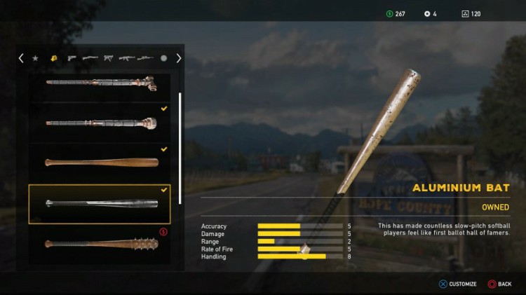 Far Cry 5 Weapons List - Unlockable Melee - Aluminium Bat