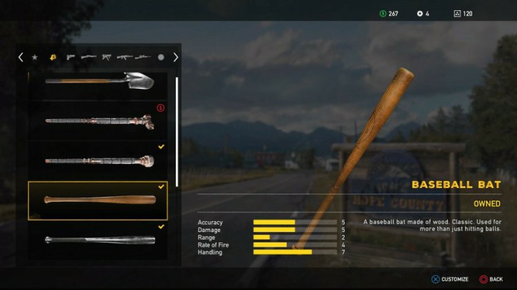 Far Cry 5 Weapons List - Unlockable Melee - Baseball Bat