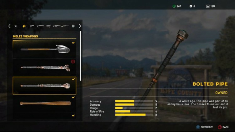 Far Cry 5 Weapons List - Unlockable Melee - Bolted Pipe