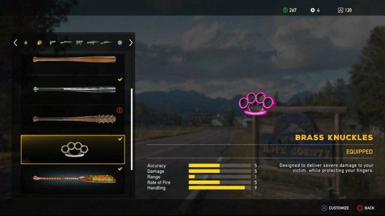 Far Cry 5 Weapons List - Unlockable Melee - Brass Knuckles