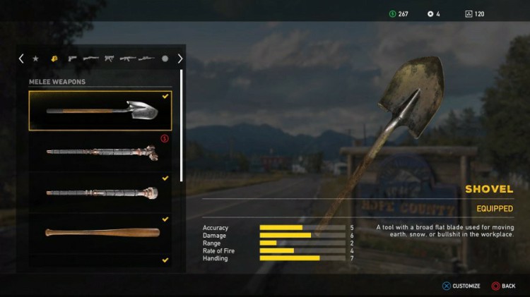 Far Cry 5 Weapons List - Unlockable Melee - Shovel