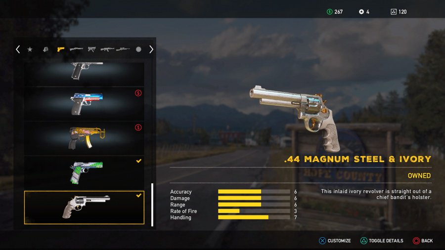 Far Cry 5 Weapons List - Unlockable Sidearms - .44 Magnum Steel & Ivory