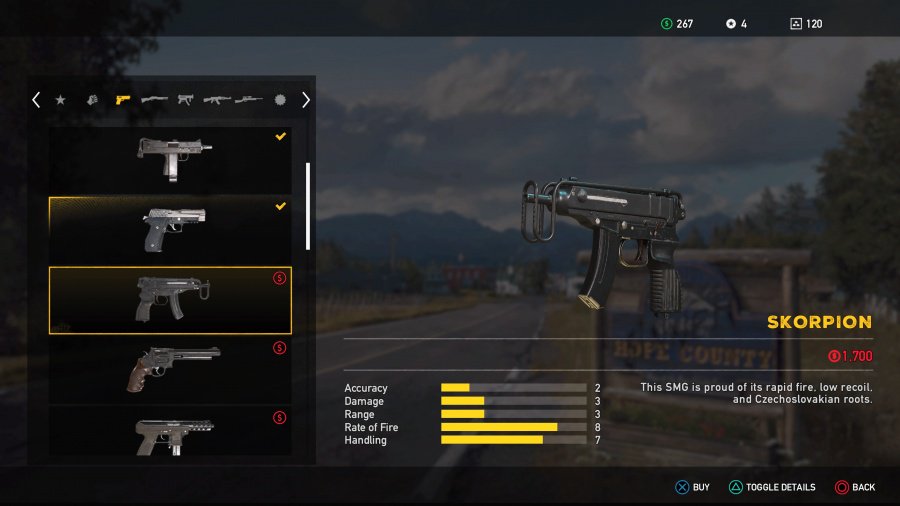 Far Cry 5 Weapons List - Unlockable Sidearms - Skorpion