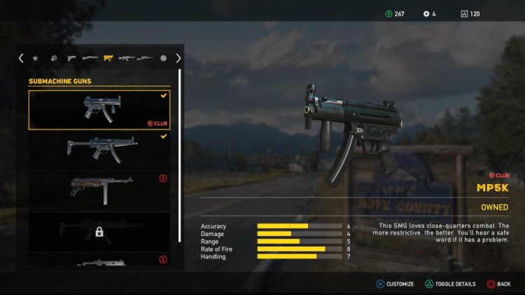 Far Cry 5 Weapons List - Unlockable Submachine Guns - MP5K