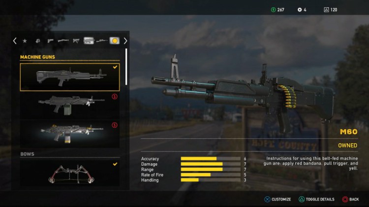 Far Cry 5 Guide: Far Cry 5 Weapons List - All Unlockable Machine Guns M60