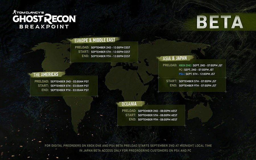 Ghost Recon Breakpoint Beta Schedule Live