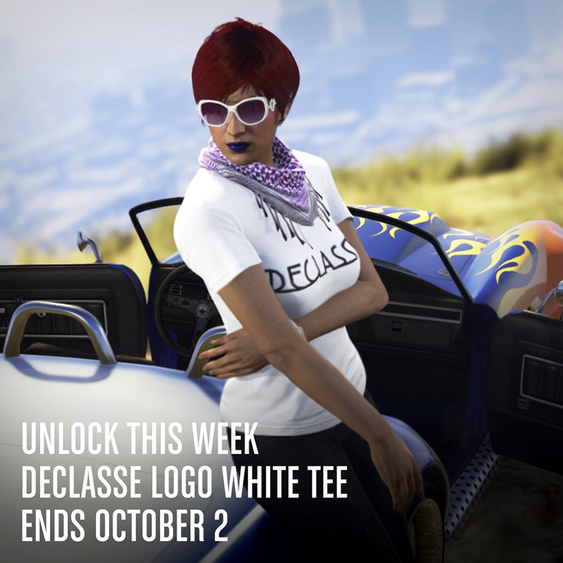 Seven New Survival Maps, Plus Gta$1m Giveaway In Honor Of Gta Online's Anniversary And declasse logo white tee